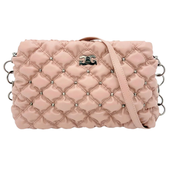 Gilda Paris Handbags - GILDA PARIS blush Quilted Handbag with chain/fabric Strap gunmetal hardware NWT